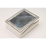 A LATE GEORGE III SILVER TABLE SNUFF BOX, maker probably John Lamb, London 1818, of plain oblong