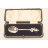 OF MILITARY INTEREST, a silver presentation teaspoon, maker W J Dingley, Birmingham 1926, the finial