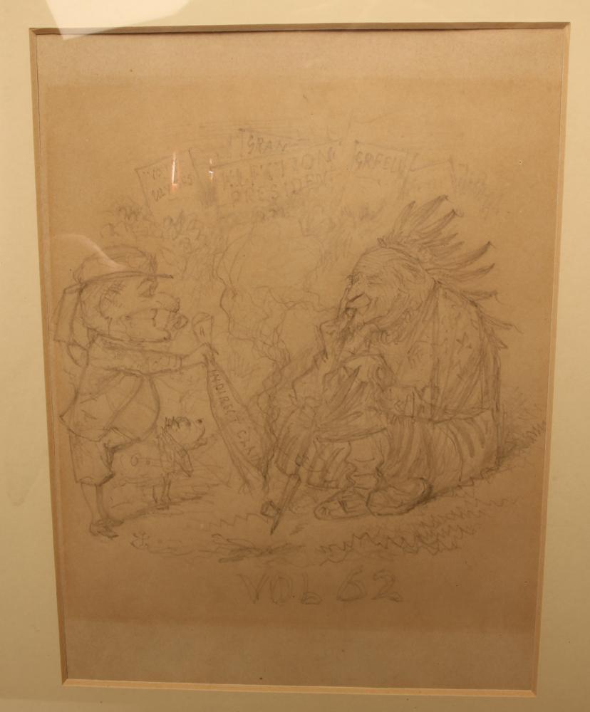 JOHN TENNIEL (1820-1914), Indirect Claim, pencil sketch, unsigned, 8" x 6", gilt frame (Est. plus - Bild 2 aus 2