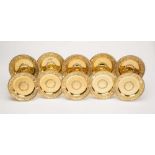 A SET OF TEN GEORGE IV SILVER GILT PLATES, maker Thomas Burwash, London 1821, of plain dished