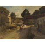 OWEN BOWEN R.O.I. P. R. Cam. A (1873-1967), Village Street Scene, North York Wolds, oil on canvas,