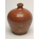 A VICTORIAN DOCUMENTARY GLAZED TERRACOTTA FLAGON, of rounded form, incised "D. Green/Chandler's X/