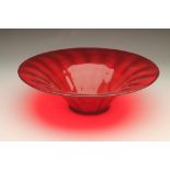 A POWELL'S FOR WHITEFRIARS LARGE RUBY GLASS BOWL, mid 20th century, of flared circular form, 16"