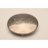 A LATE VICTORIAN SILVER SNUFF BOX, maker's mark SC, London 1893, of plain cushion form, the hinged