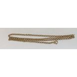 Hollow link 9 carat gold belcher chain, approximate weight 6.5gms, 58cms length.