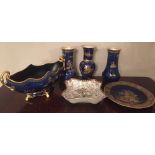 Five pieces Carlton Ware Bleu Royale pattern and a Myott dish