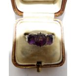 A 9ct gold and amethyst dress ring size R/S