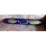 Bristol blue rolling pin with mariners decoration c1800 and a moulded blue glass