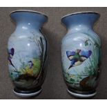 Two 19th c hand painted porcelain vases 35 cm high