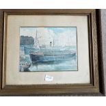 Watercolour sketch of the John & Ann in Hull docks by F S Smith 1860 - 1925 22 x 28.5