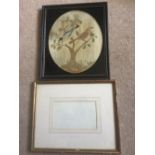 Pencil sketch of horse in motion inscribed J F Herring Snr. With a silk embroidery picture a/f