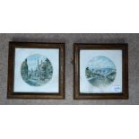 Pair circular watercolour sketches possibly of Hessle by F S Smith 1860 - 1925 signed ll 14 cms