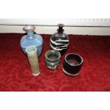 Five items of studio pottery