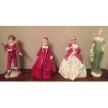 Four Worcester porcelain figurines Grandmothers dress, First dance, The Parakeet and Loma