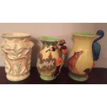 Two Burleigh Ware vases and one jug inc. Stork and Fox pattern