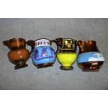 Four 19th c copper lustre jugs