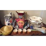 Assortment of pottery and porcelain inc Crown Devon, Maling, Losol and Beswick etc.