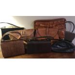 Collection of eight vintage leather handbags