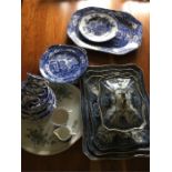 Various blue and white inc. Copeland Spode, royal Crown Derby etc