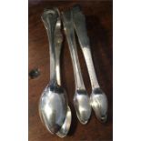 Three pairs of silver sugar tongs