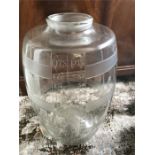 Good 19th c engraved glass 32 pint barrel