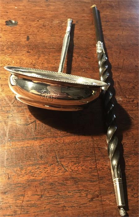 Georgian silver toddy lable with baleen handle
