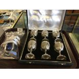 Selection white metal items to include 3 piece cruet set marked sterling silver