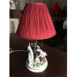 Capodimonte porcelain lamp base with 3 girls dancing
