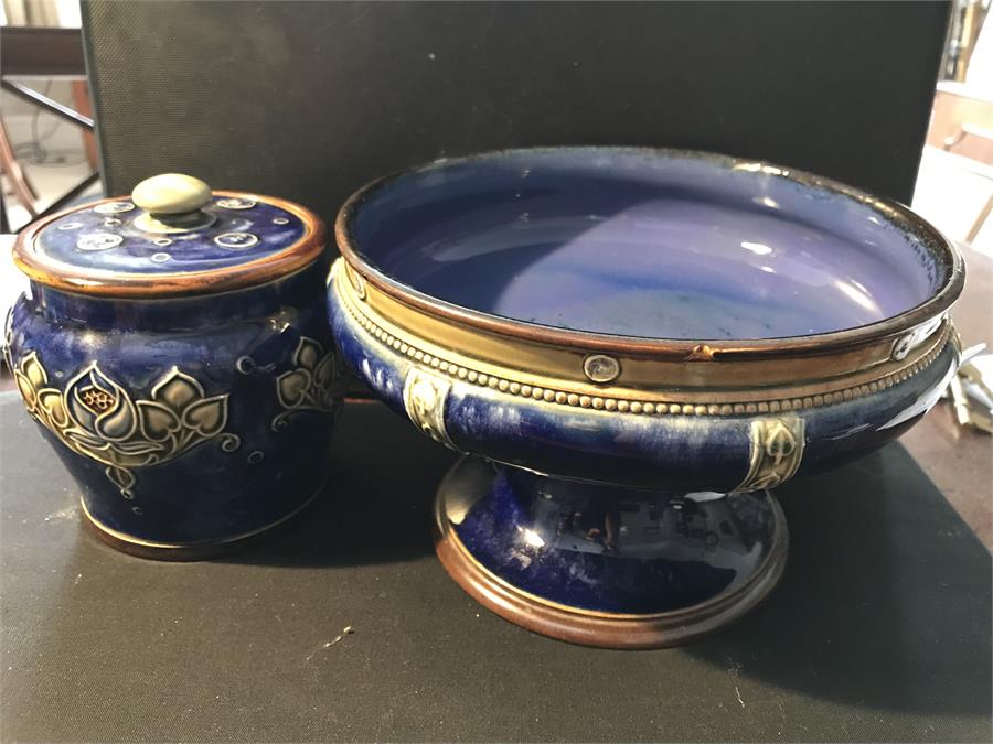 Royal Doulton stoneware jar and bowl with tube line decoration