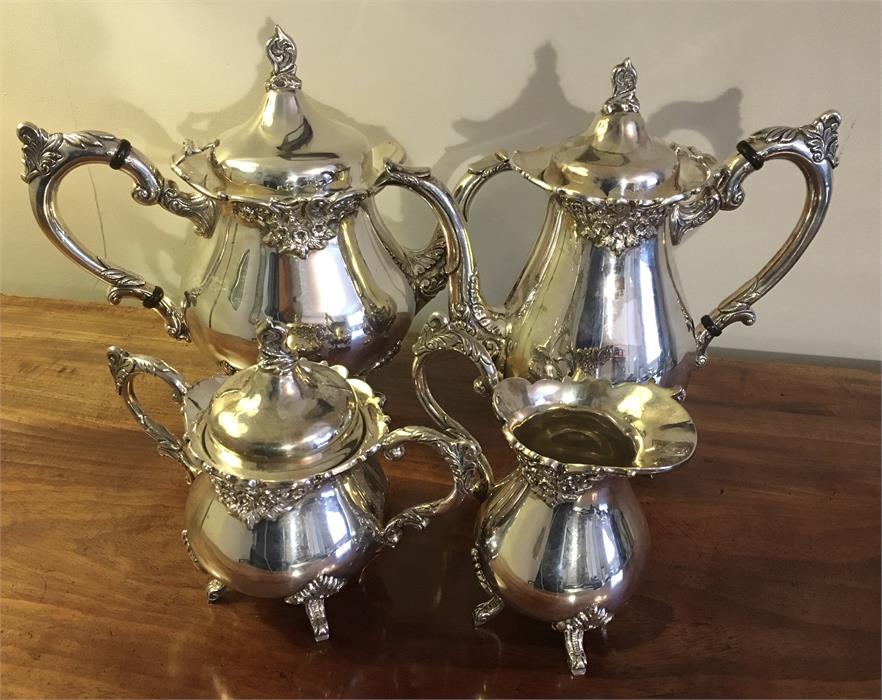 Four piece tea service marked Sterling Silver probably American - Image 3 of 5
