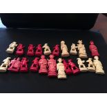 Twenty two various ivory chess prices all mid 19th century