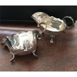 Pair of silver sauce boats