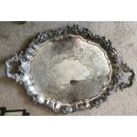 Large two handled plated tray