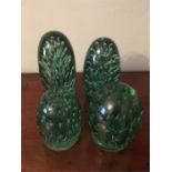 Four green glass "Castleford dumps tallest 17 cms