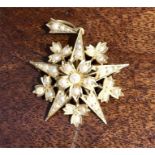 Gold and seed pearl brooch