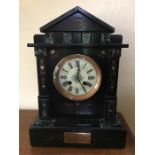 Good quality black slate mantle clock