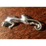 Superb white metal panther brooch set with diamond chips