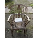 Windsor chair a/f and a small wooden stool