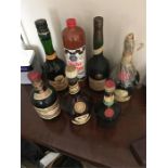 Seven various vintage liqueurs inc. Brandy and Benedictine