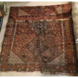 Old tribal hand knotted rug 138 x 183