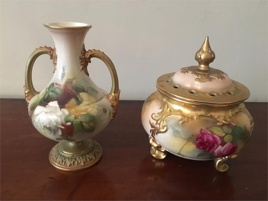 Royal Worcester pot pourri and a vase