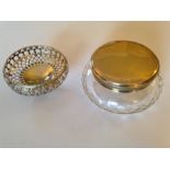 Hallmarked Silver Bonbon Dish and Hallmarked Silver Topped Powder Bowl.