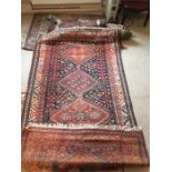 Antique Caucasian hand knotted rug 270 x 150 cms