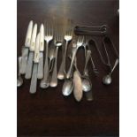 Collection of 22 various silver cutlery items 13 ozt without four MOP handled knives