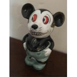 Vintage grinning Mickey Mouse cookie jar marked Foreign 15 cms high