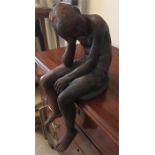 Matte bronzed ceramic sculpture a figure "Niall" by Walter Awlson 55 cms total height