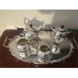 Plated tea service with oval tray