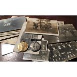WW I service medals for T3-023816 DVR. E. SKINNS A.S.C. with several photos in uniform