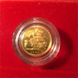 Gold half sovereign 1980 in proof case