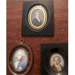 Three portrait miniatures on ivory 2 after Reynolds and 1 inscribed by W Wood